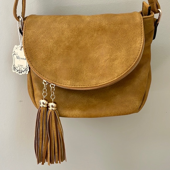 Alyssa Handbags - Alyssa vegan leather flap over crossbody handbag purse with tassels. NWT